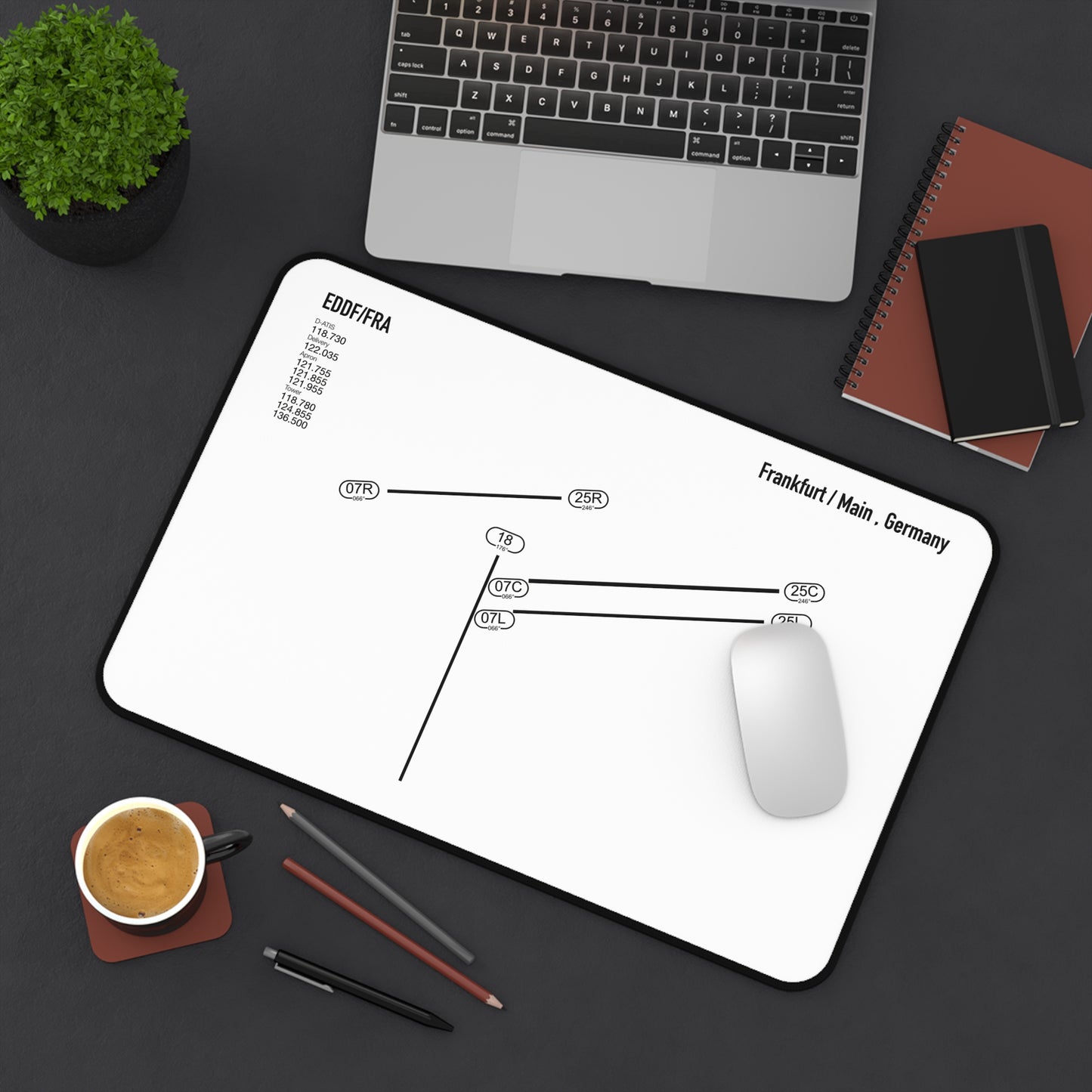 Frankfurt Airport Runway Desk Mat - White Edition
