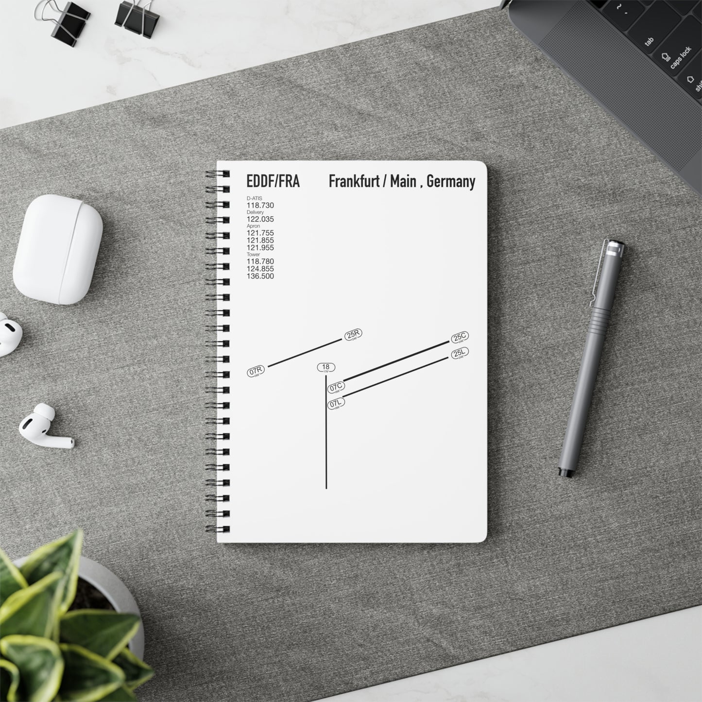 Frankfurt Airport Runway Notebook - White Edition