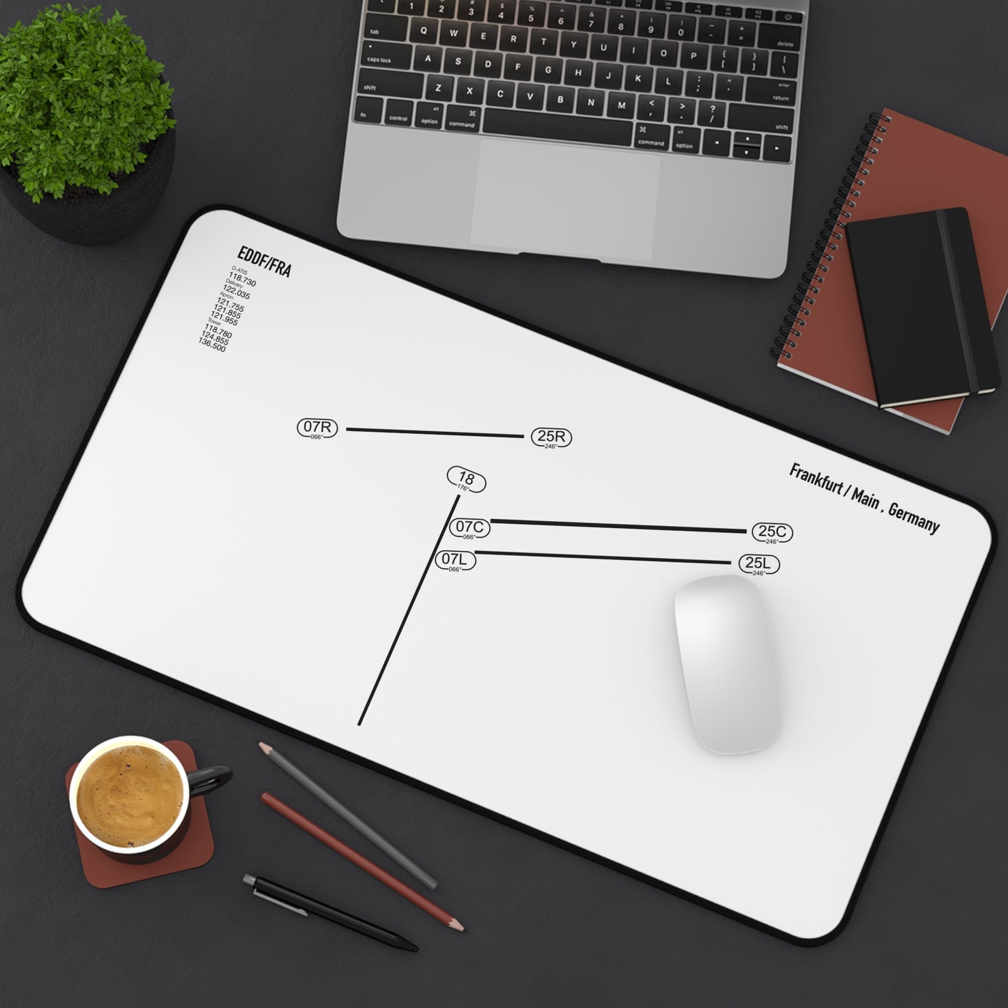 Frankfurt Airport Runway Desk Mat - White Edition