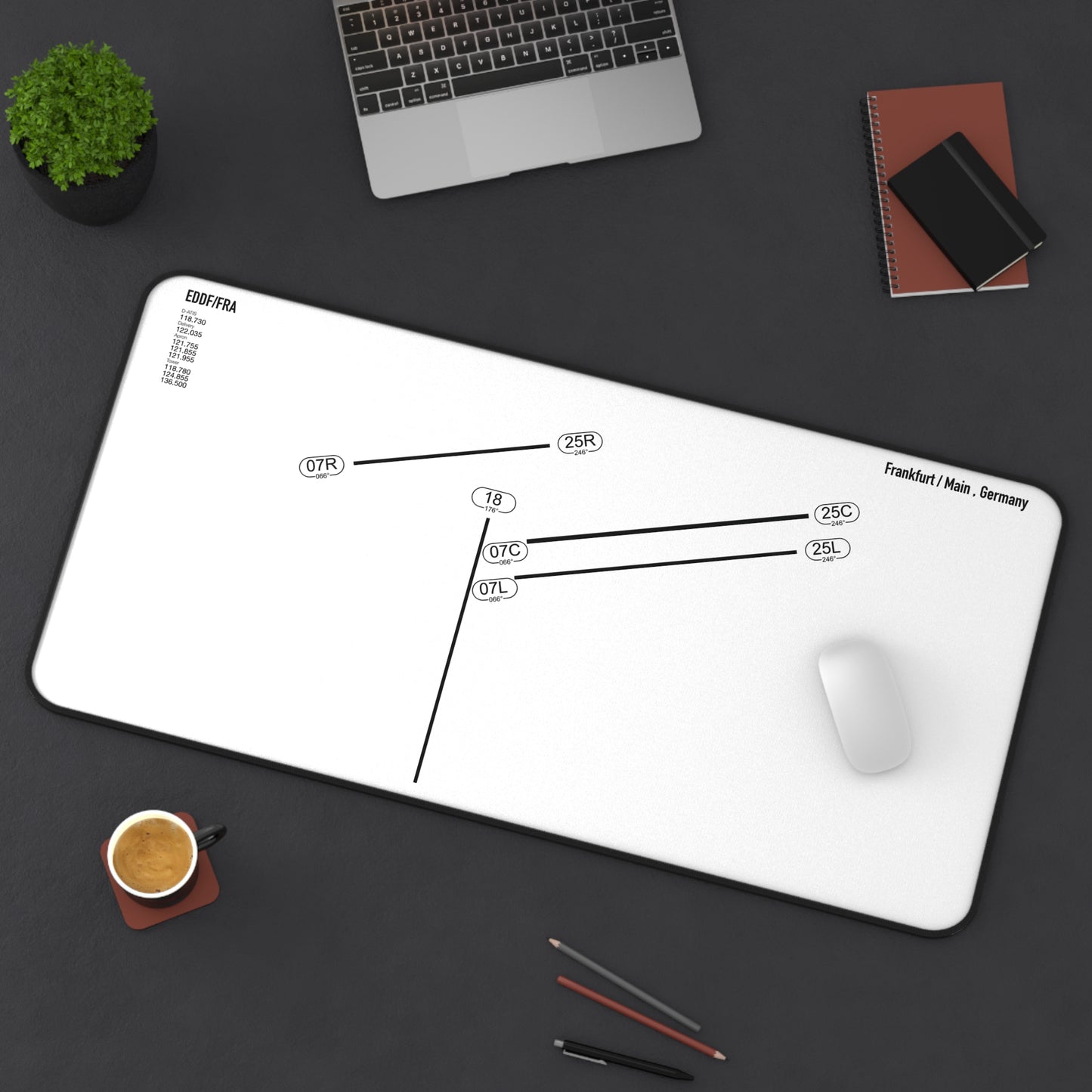 Frankfurt Airport Runway Desk Mat - White Edition