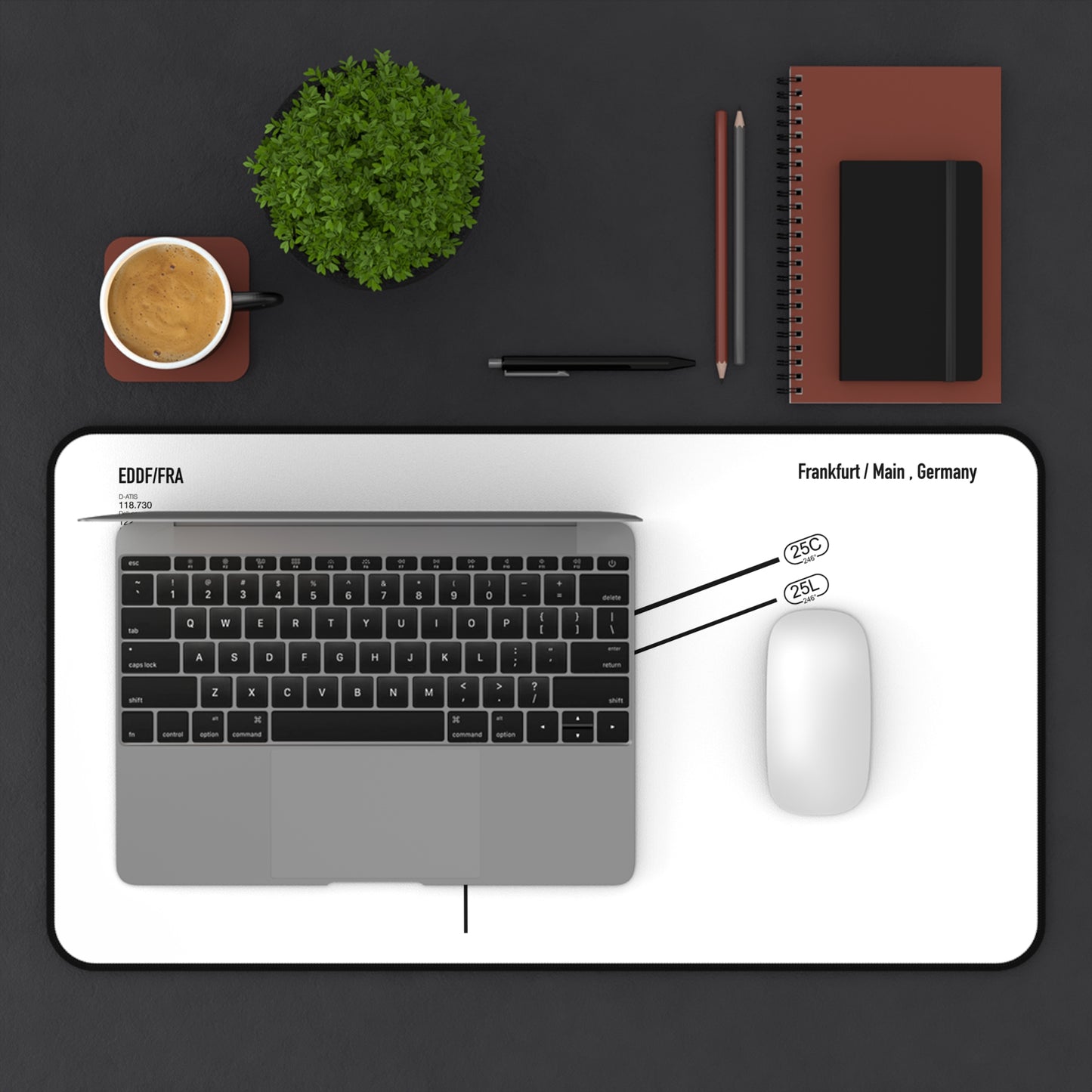 Frankfurt Airport Runway Desk Mat - White Edition