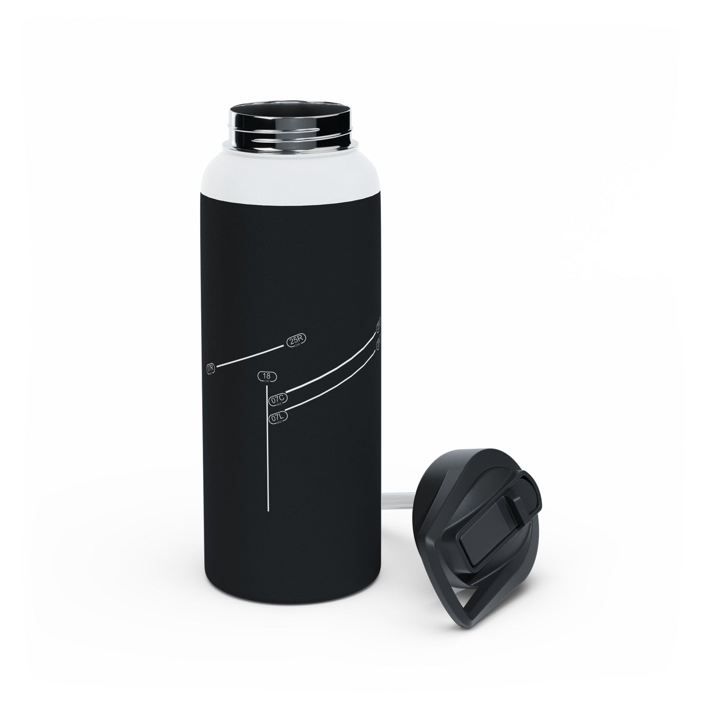 Frankfurt Airport Runway Water Bottle - Black Edition