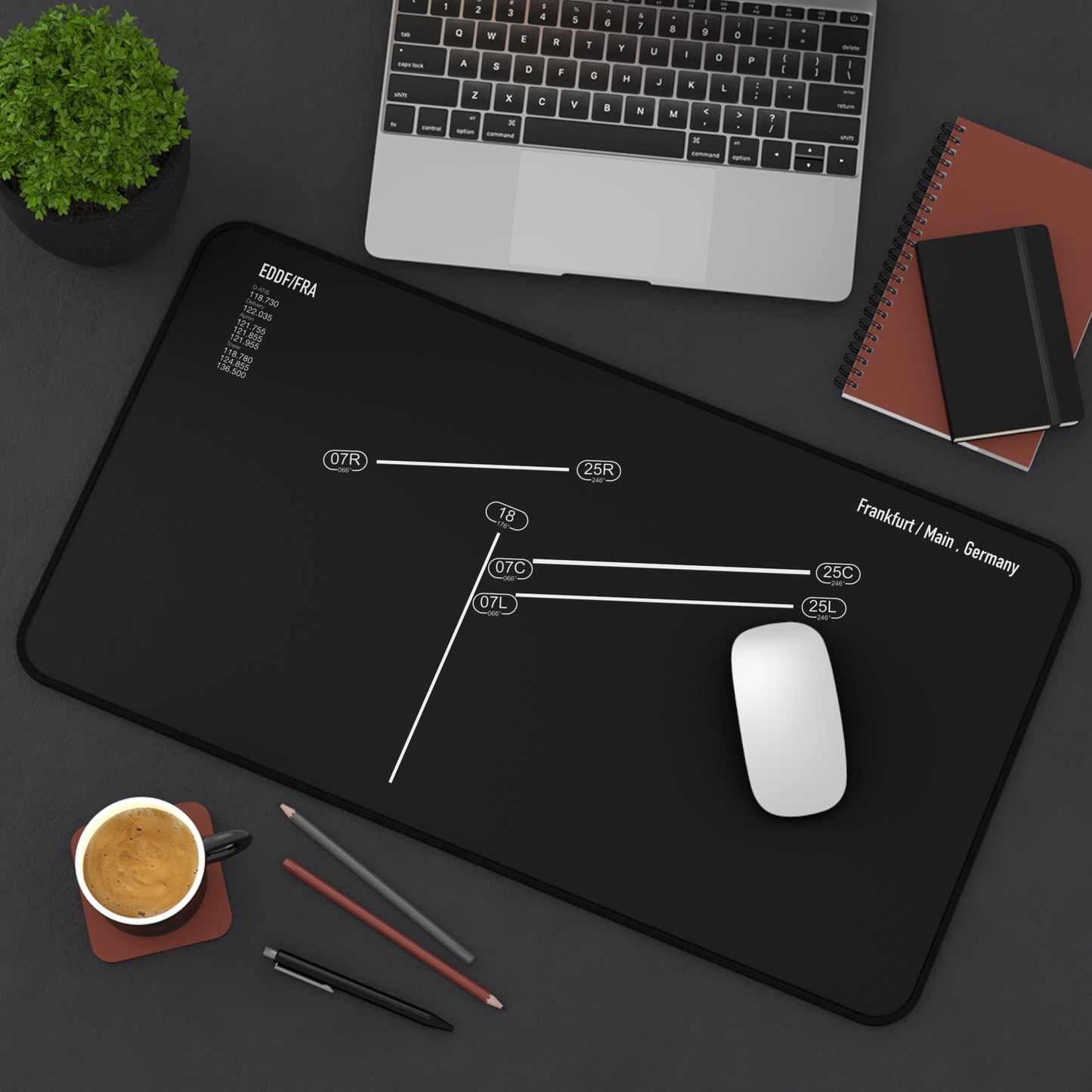 Frankfurt Airport Runway Desk Mat - Black Edition