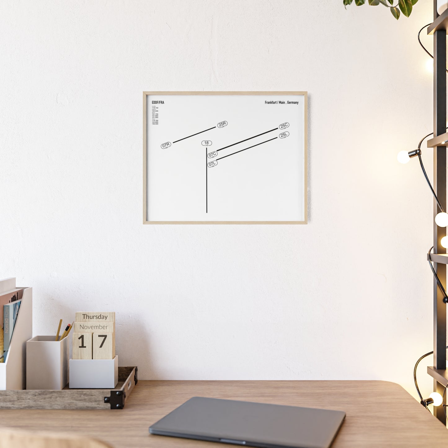 Frankfurt Airport Runway Poster - White Edition