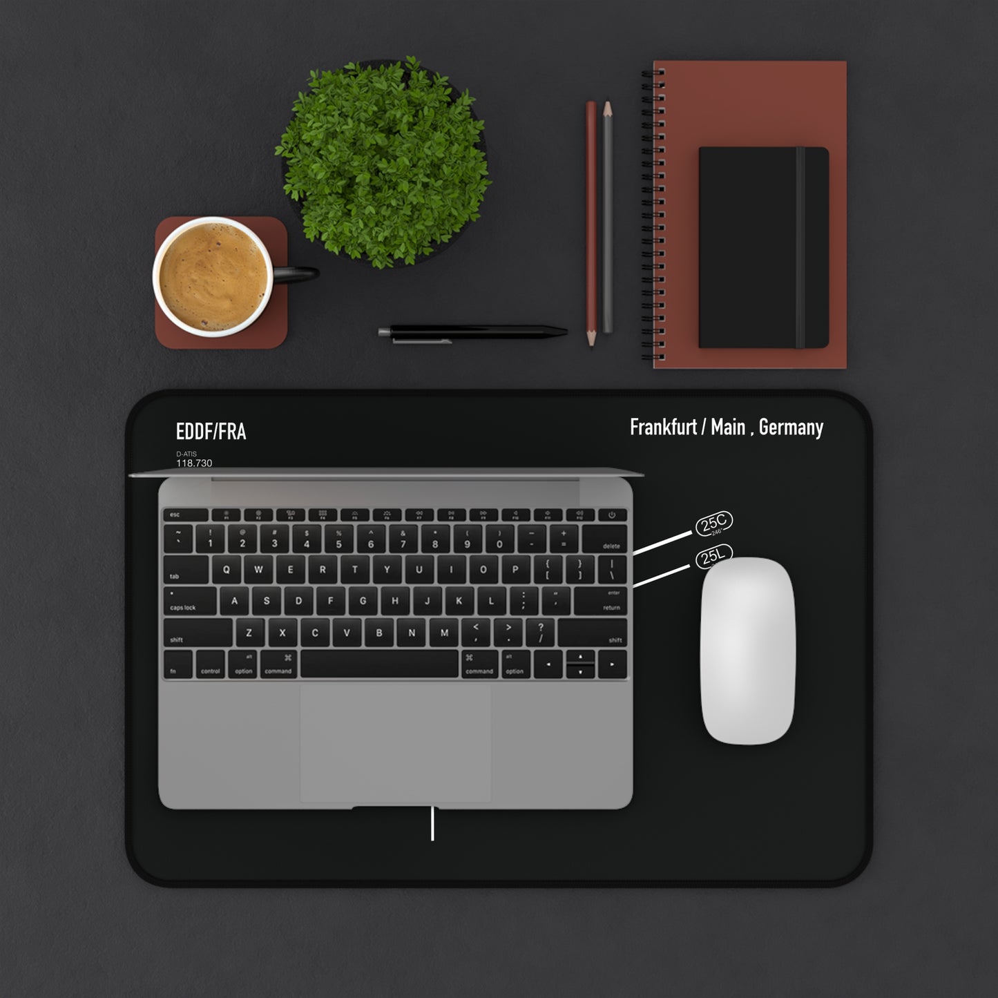 Frankfurt Airport Runway Desk Mat - Black Edition