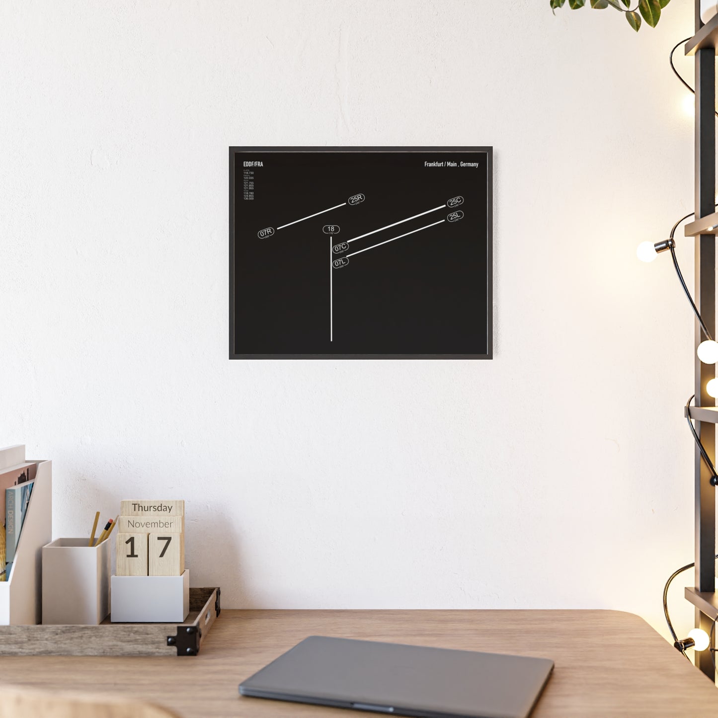 Frankfurt Airport Runway Poster - Black Edition