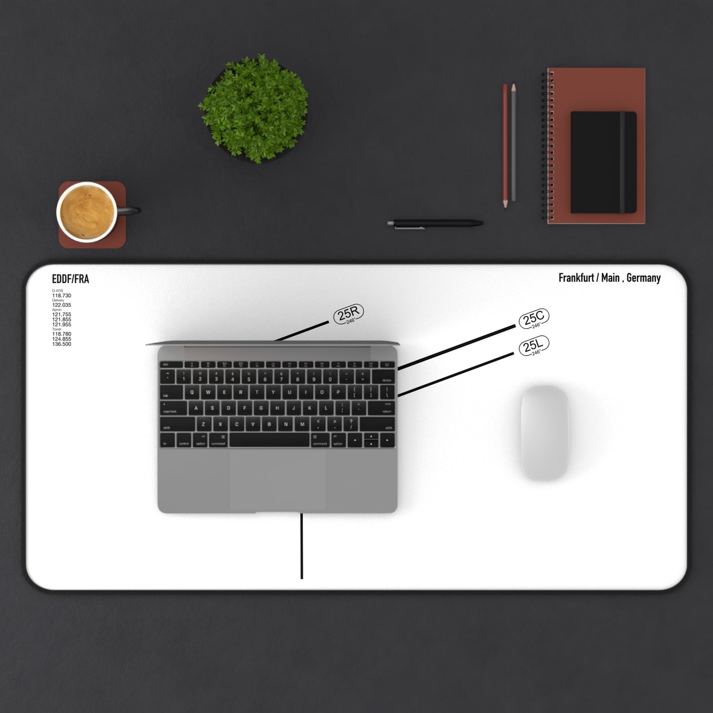 Frankfurt Airport Runway Desk Mat - White Edition