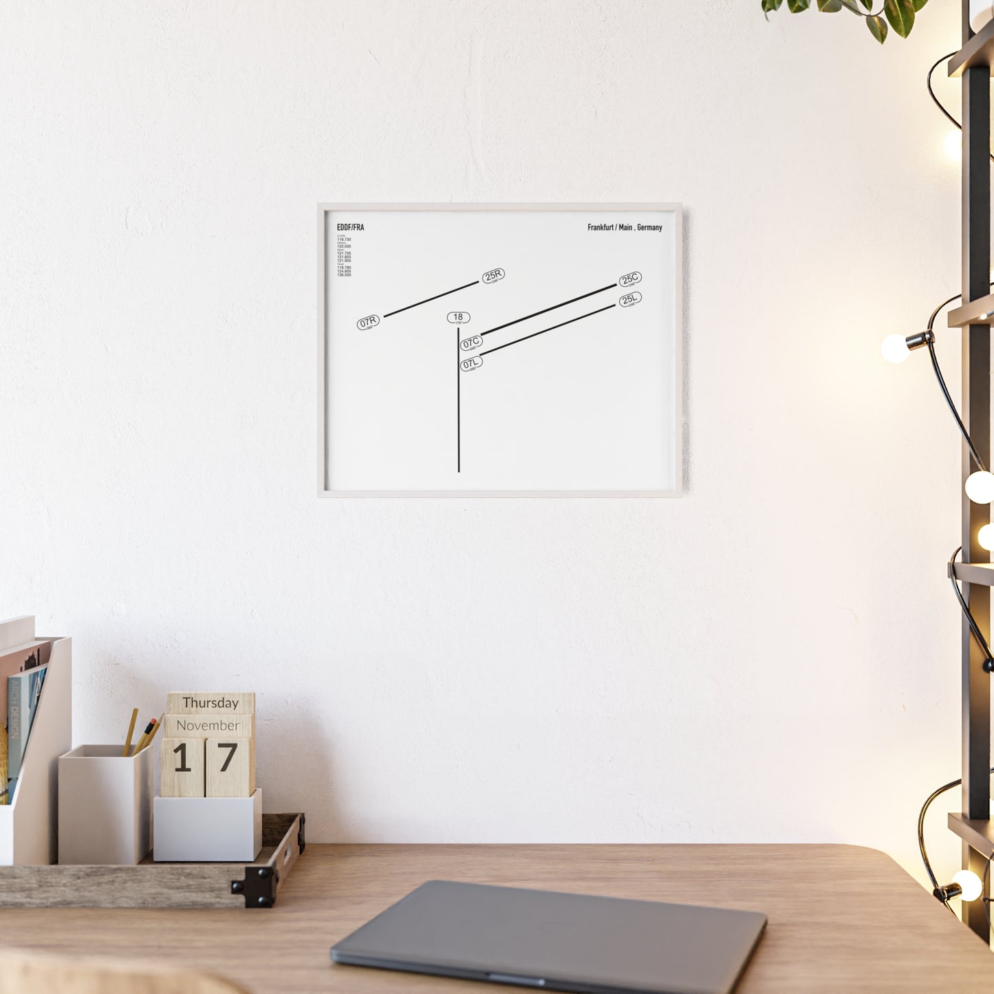 Frankfurt Airport Runway Poster - White Edition