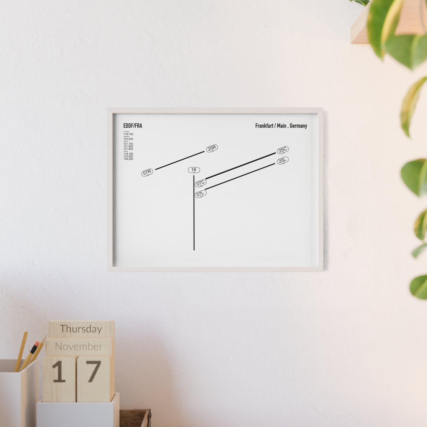 Frankfurt Airport Runway Poster - White Edition