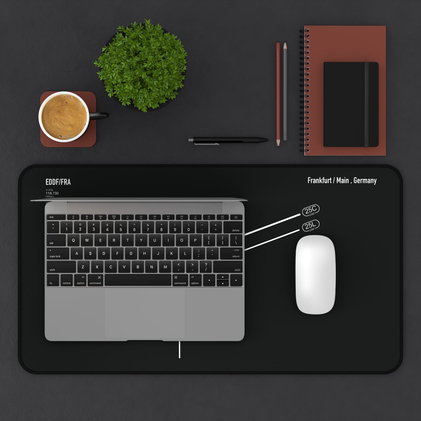 Frankfurt Airport Runway Desk Mat - Black Edition