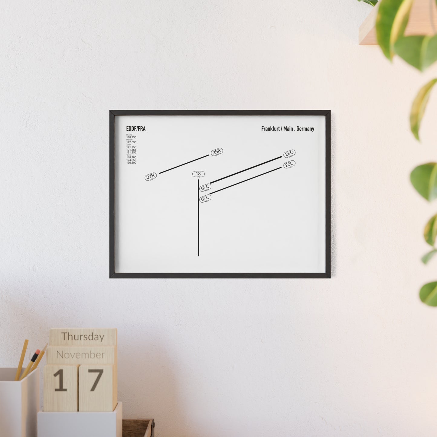 Frankfurt Airport Runway Poster - White Edition