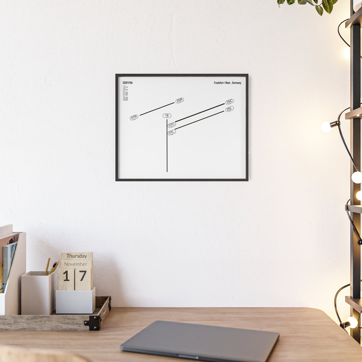 Frankfurt Airport Runway Poster - White Edition