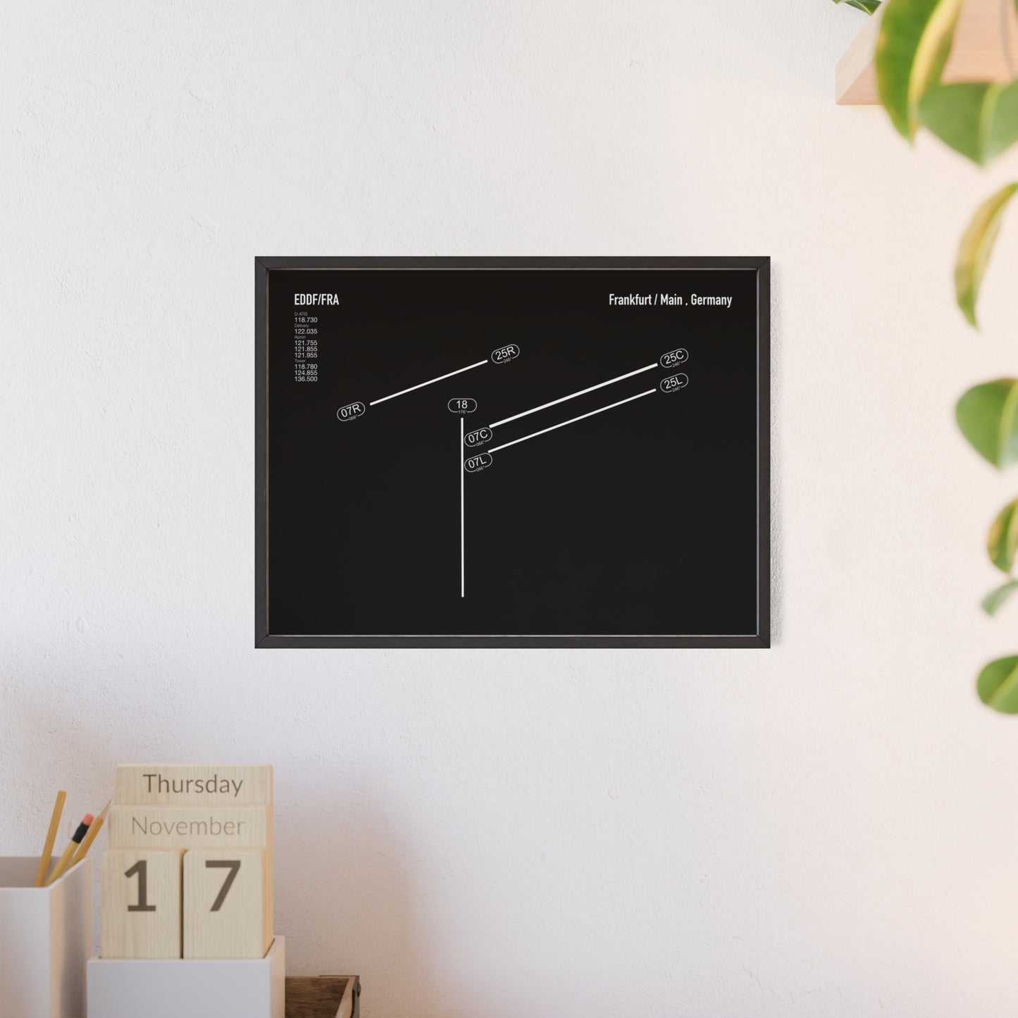 Frankfurt Airport Runway Poster - Black Edition