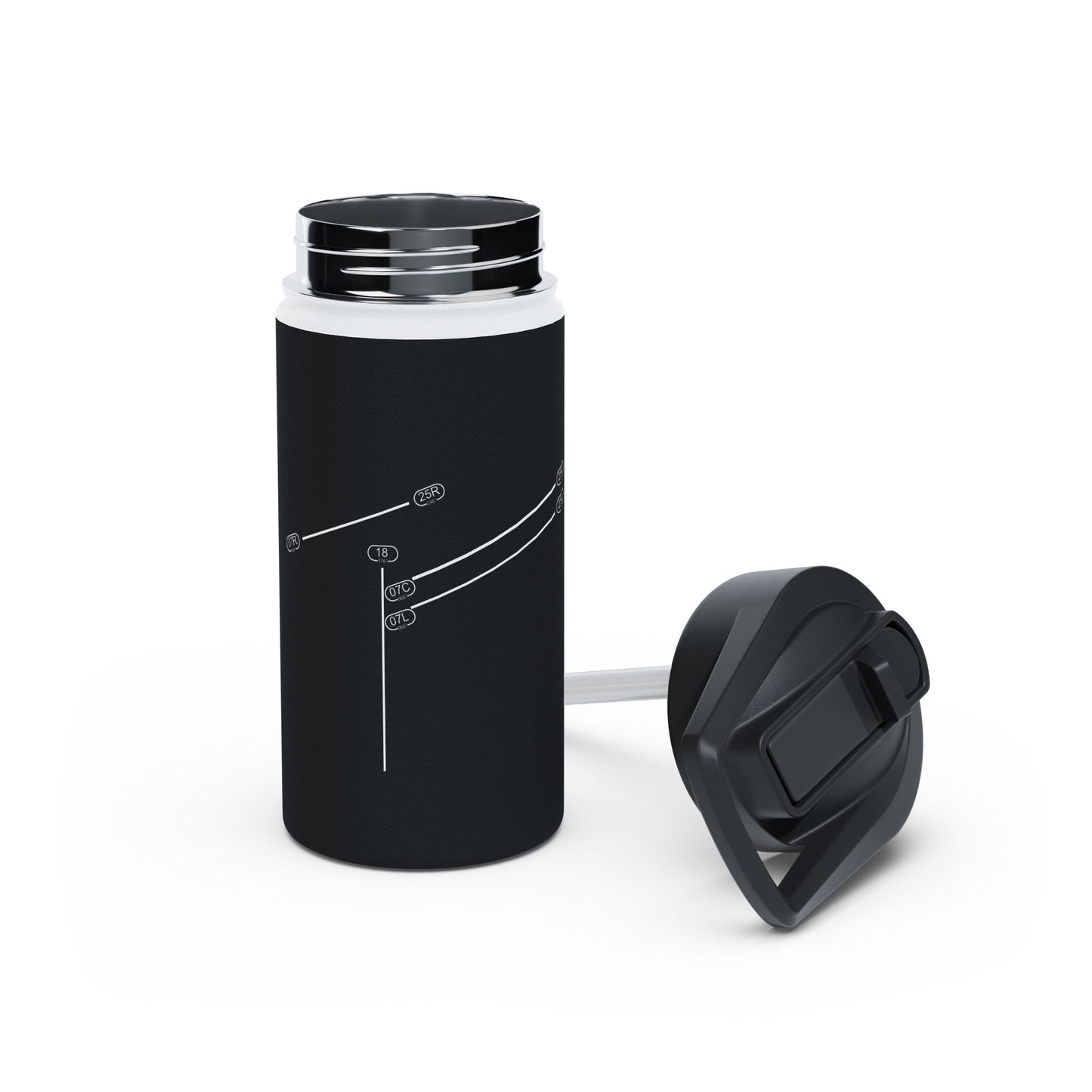 Frankfurt Airport Runway Water Bottle - Black Edition