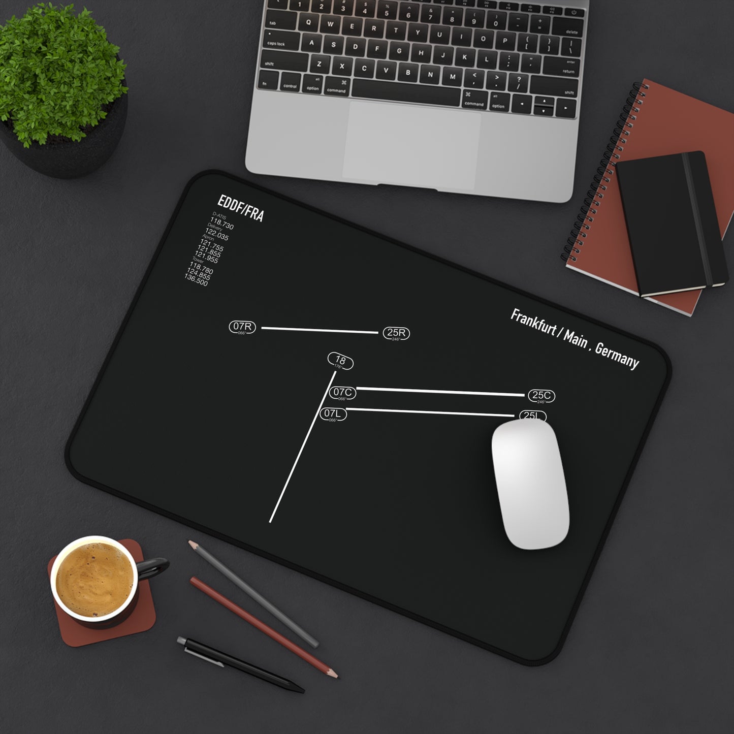 Frankfurt Airport Runway Desk Mat - Black Edition