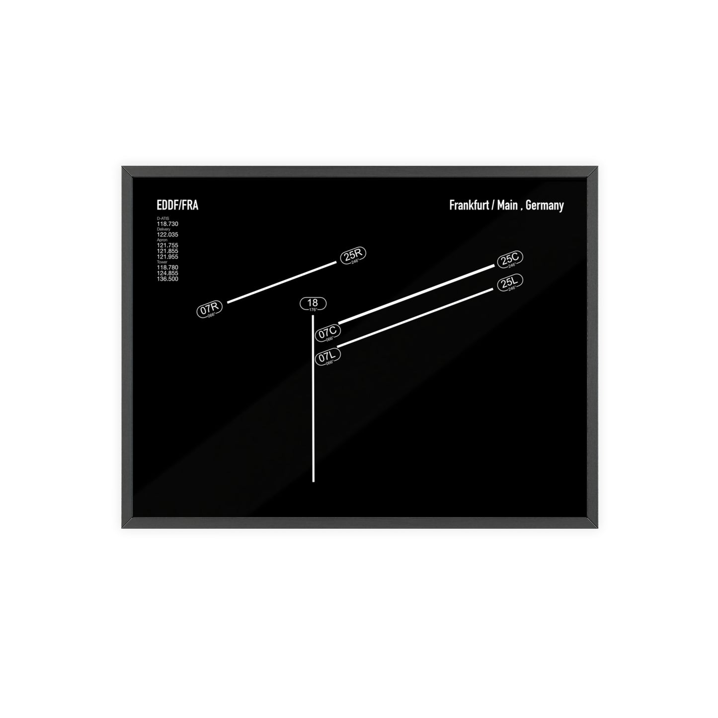 Frankfurt Airport Runway Poster - Black Edition