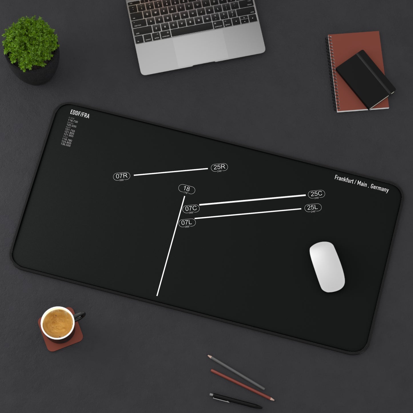 Frankfurt Airport Runway Desk Mat - Black Edition