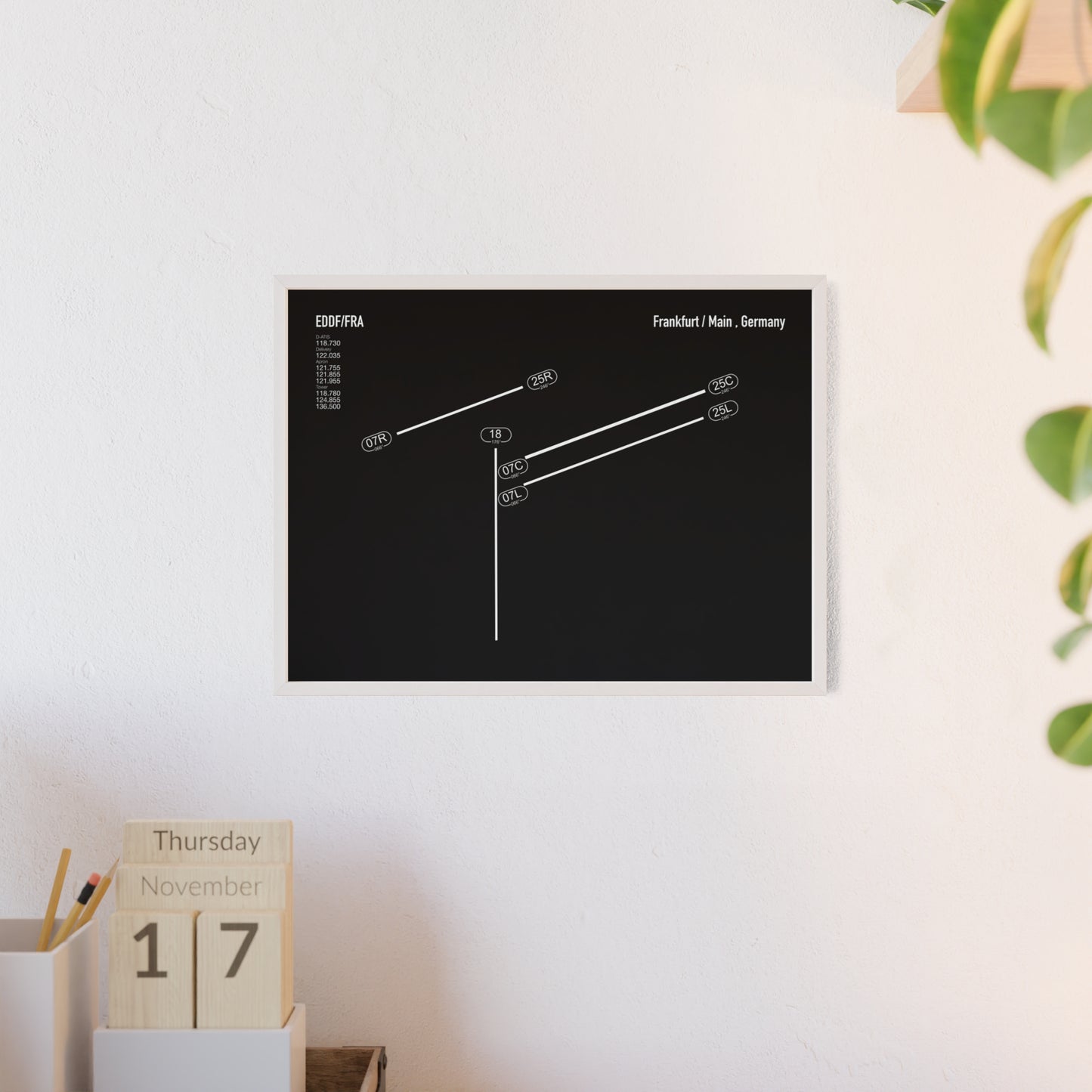 Frankfurt Airport Runway Poster - Black Edition
