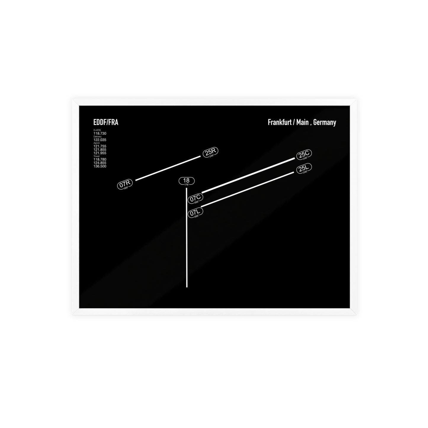 Frankfurt Airport Runway Poster - Black Edition