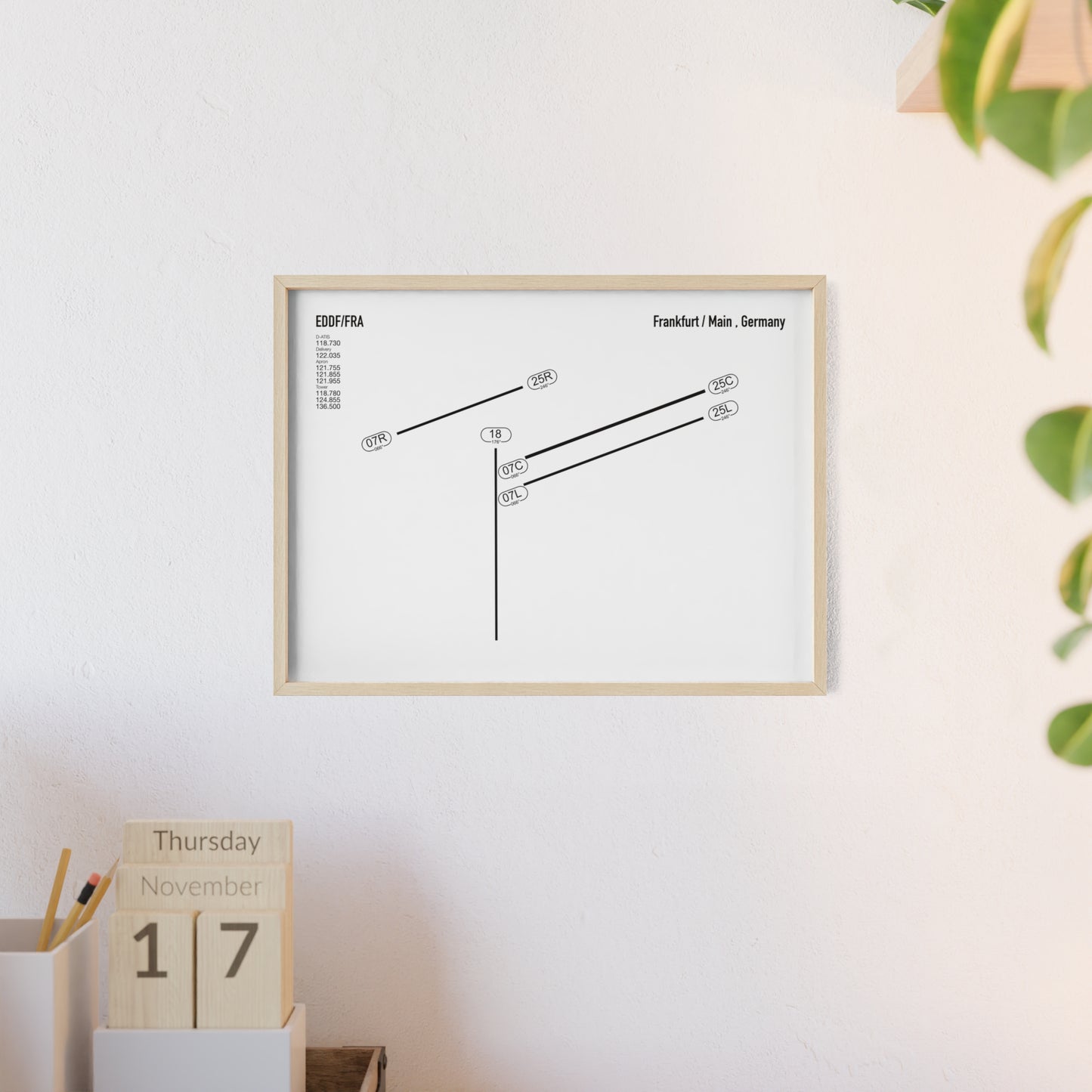 Frankfurt Airport Runway Poster - White Edition