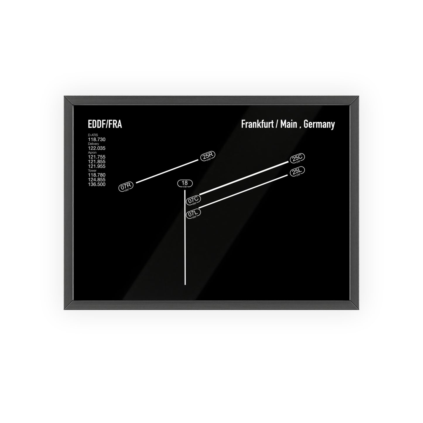Frankfurt Airport Runway Poster - Black Edition